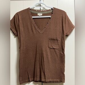 Pol Brown knit top with distressing size M